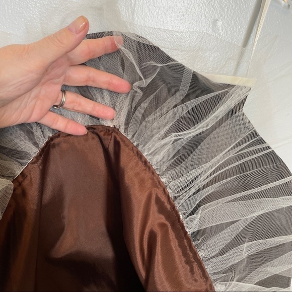 Jessica McClintock x Gunne Sax Brown/Ecru Formal Strapless Satin Dress Tulle 5/6 - Picture 8 of 10